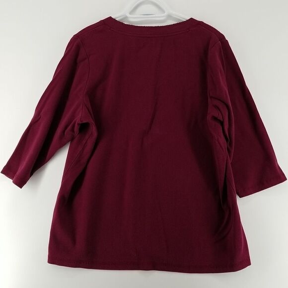 Gitano Blouse Women's Size 18/20W Burgundy 3/4 Sleeve V-Neck Stretch Office - Picture 7 of 9
